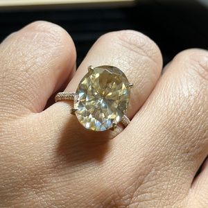 Awful 8 Ct Moissanite Ring in 14kt Yellow Gold with Micropave Diamonds